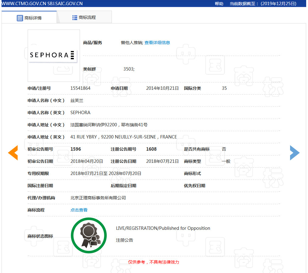 美妝巨頭絲芙蘭被東莞某公司搶注商標了？