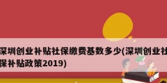 深圳創(chuàng)業(yè)補(bǔ)貼社保繳費(fèi)基數(shù)多少(深圳創(chuàng)業(yè)社保補(bǔ)貼政策2019)