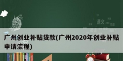 廣州創(chuàng)業(yè)補貼貸款(廣州2020年創(chuàng)業(yè)補貼申請流程)