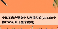 個(gè)體工商戶要交個(gè)人所得稅嗎(2023年個(gè)體戶45萬以下免個(gè)稅嗎)