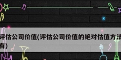 評估公司價值(評估公司價值的絕對估值方法有)