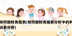 如何做財(cái)務(wù)報(bào)表(如何做財(cái)務(wù)報(bào)表分析中的利潤(rùn)表分析)