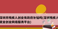 深圳市殘疾人創(chuàng)業(yè)有政府補(bǔ)貼嗎(深圳殘疾人就業(yè)創(chuàng)業(yè)網(wǎng)絡(luò)服務(wù)平臺(tái))