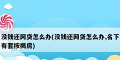 沒錢還網(wǎng)貸怎么辦(沒錢還網(wǎng)貸怎么辦,名下有套按揭房)