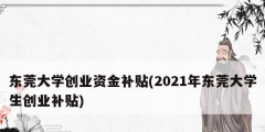 東莞大學(xué)創(chuàng)業(yè)資金補貼(2021年東莞大學(xué)生創(chuàng)業(yè)補貼)