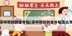 深圳初創(chuàng)創(chuàng)業(yè)補(bǔ)貼(深圳初創(chuàng)創(chuàng)業(yè)補(bǔ)貼怎么領(lǐng))