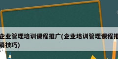 企業(yè)管理培訓(xùn)課程推廣(企業(yè)培訓(xùn)管理課程推銷技巧)