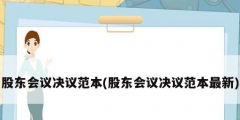 股東會議決議范本(股東會議決議范本最新)